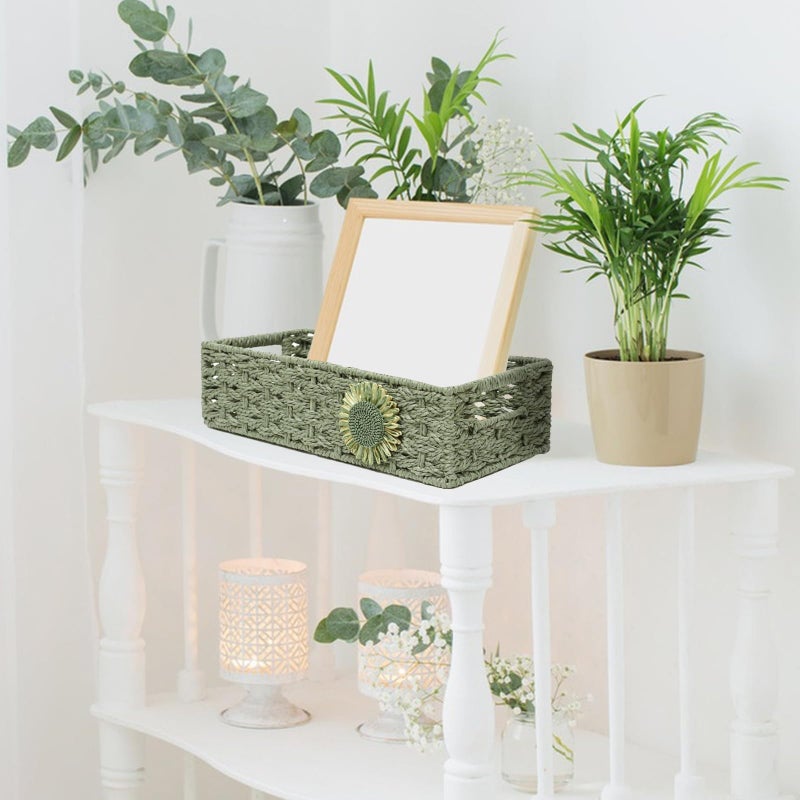 DUO ER DUOER Toilet Paper Basket for Tank Top Bathroom Baskets for Organizing Bathroom Tray for Counter Storage Basket for Bathroom Organizer-Green - Image 3
